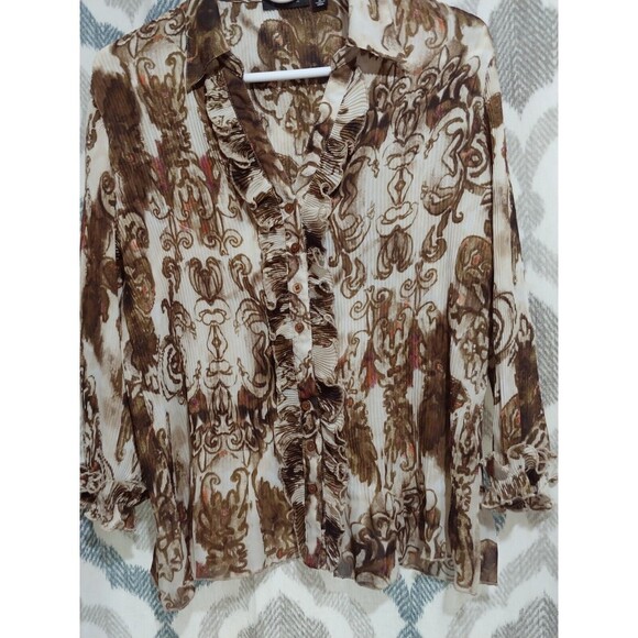 Sioni Blouse for Women Size XL Long sleeves crinkle Top stretch - Picture 4 of 11